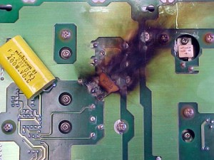 damaged circuit board